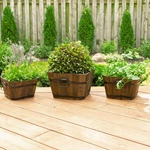 Leisure Season BSQP131 Barrel Style Square Wooden Planters - Brown Set Of. Fixed Price $53.70.