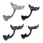 Zeckos Colorful Coastal Cast Iron Whale Tail Set Of 4 Wall Hooks. Fixed Price $39.95.