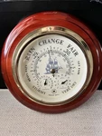 Bey Berk Barometer Thermometer Cherry And Brass, Centigrade / Celsius. Fixed Price $39.00.