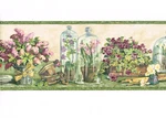 Lilac Purple Flower Pansies Plant Orchid Pots Jars Garden Green Wallpaper Border. Fixed Price $31.99.