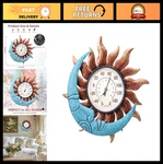 Indoor Outdoor Thermometer - Sun & Moon Wall Decor, Patio Garden. Fixed Price $39.59.