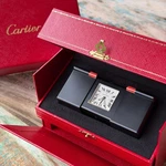 Cartier "noire Et Corail" Ref. 2705, Sliding Travel Alarm Clock, W. Box. Fixed Price $250.00.