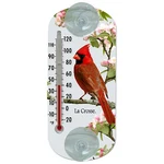 204-1081 La Crosse 8" Indoor/outdoor Clear Window Thermometer Cardinal. Fixed Price $9.95.