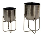 Deco 79 Metal Round Planter With Removable Stand, Set Of 2 16", 13"H, Black. Fixed Price $42.68.