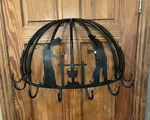 Beautiful Wrought Iron Custom-made Wall Mount Cowboy / Western Themed Pot Rack. Fixed Price $45.00.
