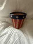 Rustic American Flag Hand Painted 4 Clay Plant Pot -patriotic Stars Stripes. Fixed Price $12.75.