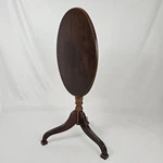 Vtg Bombay Oval Tilt Top Pedestal Table Plant Stand Mahogany Chippendale. Fixed Price $140.00.