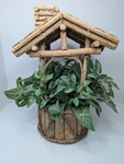 Rustic Wooden Wishing Well Planter Faux Ivy Log Cabin Style 13" Tal Fairy Garden. Fixed Price $25.49.
