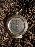 Vintage Three Star Thermometer - Pocket Watch Design W/ornate Floral. Fixed Price $44.99.