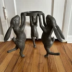 Spi Home Cast Aluminum Dancing Rabbit Triplets Plant Holder Outdoor Decor. Fixed Price $200.00.
