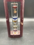 Galileo Glass Thermometer In Cherry Wood Frame 5 Colored Spheres 7" Tall. Fixed Price $20.00.