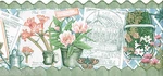 Country Greenhouse Garden Flower Floral Pot Seed Plant Lattice Wall Paper Border. Fixed Price $19.99.