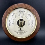 Bey Berk Barometer With Thermometer On 5" Cherry Wood Brass Bezel. Fixed Price $168.00.