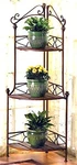 Designer Rustic Corner Metal Pine Wood Baker's Rack Shelf, Plant Stand ** Nib. Fixed Price $118.89.