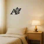 Single Butterfly Monogram Iron Wall Art Sign Custom Letters Wedding Backdrop. Fixed Price $50.00.