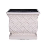 17.75 In. Light Aged White Cast Stone Square Lattice Planter. Fixed Price $179.18.