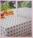 Ornate Blue & Green White Umbrella Tablecloth W/ Zipper For Pole 52 X 70 Inch. Fixed Price $19.95.