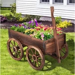 Wooden Wagon Flower Planter Pot Stand Bed Wheel Outdoor Garden Yard Home Decor. Fixed Price $89.98.