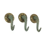 Zeckos Set Of 3 Verdigris Bronze Cast Iron Octopus Tentacle Wall Hook Decor. Fixed Price $49.95.