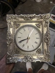 Vintage Sterling Silver Hammered Repousse Quartz Clock Made Germany 3.5" Deco. Fixed Price $35.00.