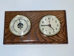 Bey-berk WS113 Quartz Clock And Barometer With Thermometer On Oak Wood Bras. Fixed Price $100.00.