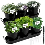 Herb Garden Planter Indoor Kit 6 Metal Pots With 2 Trays For Windowsill & K.... Fixed Price $40.07.