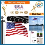 20FT Heavy Duty Aluminum Flag Pole Kit With Free American For Outdoor. Fixed Price $136.59.