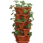 Mr. Stacky Vertical Planter Terracotta Plastic Stackable Self-watering (5-PACK). Fixed Price $38.90.