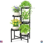5 Tier Metal Plant Stand, Foldable Corner Shelf For Indoor Outdoor Use, Black. Fixed Price $73.81.