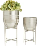 Deco 79 Metal Indoor Outdoor Planter Small Pot With Removable Stand, Set. Fixed Price $44.56.