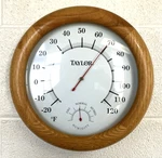Taylor Round Wall Thermometer Real Wood Frame Analog Temp Gauge Humidity. Fixed Price $30.00.