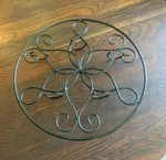 Vtg Round Wrought Iron Metal Scroll Top Garden Plant Holder Stand Lrg 17.5WX3H. Fixed Price $49.99.