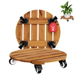 Idzo 2-PACK 14 Inch Acacia Wood Rolling Round Plant Caddy, Caster For H.... Fixed Price $58.69.