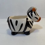 Ceramic Zebra Planter 6.5 X Black Pedestal Feet Orange Nose And Ears. Fixed Price $12.38.