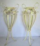 Pair Vintage Heavy Wraught Iron Garden Patio Plant Stands Nice !. Fixed Price $175.00.