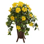 Nearly Natural Hibiscus Artificial In Stand Planter Realistic Home Decor. Fixed Price $168.18.