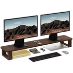 Ufine Dual Monitor Stand Riser 2 Heights Adjustable Wood Computer Brown. Fixed Price $75.99.