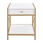 Leick Home 9206-WTGL Claudette Metal And Wood Drawer End Table In White/gold. Fixed Price $260.49.