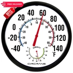 Circrane 13.25 Inch Round Thermometer With Hygrometer, Large Indoor Black. Fixed Price $30.99.
