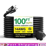 14/3 100FT Heavy Duty Outdoor Extension Cord Moisture Resistant Durable Plug New. Fixed Price $59.72.