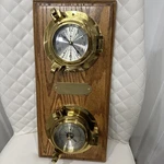 Bey-berk Nautical Brass Porthole Clock Barometer Weather Station Wood Wall Plaqu. Fixed Price $199.99.