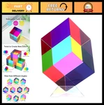 Color Cube Acrylic Prism 2.4" With Stand - Cyan Magenta Yellow Desk Decor &. Fixed Price $35.99.