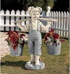 Girl Garden Statue With Flower Basket Planter 25IN Resin Outdoor Decor. Fixed Price $255.12.