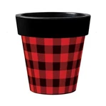 Studio M - Art Planter 15" Red & Black Buffalo Check. Fixed Price $63.00.
