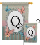 Butterflies Q Initial Garden Flag Bugs Frogs Friends Decorative Gift Yard Banner. Fixed Price $15.95.