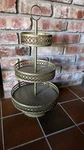 Elegant 3-TIER Decorative Serving Stand Gold Metal With Wood Trays. Fixed Price $27.00.