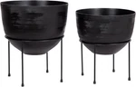 Kate Laurel Navara Two-piece Round Metal Planter Set 2 Black Large. Fixed Price $129.00.