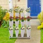 Gardens Plant Stand 3 Tiered Iron Flower Display Rack W/ 12 Buckets. Fixed Price $86.62.
