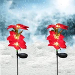 2PACK With 3 Head Solar Poinsettia Outdoor Light IP65 Waterproof Pathway Yard Us. Fixed Price $14.99.