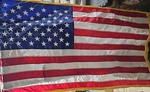 U.s. Flag 60" X 34" Gold Fringe Banner Nylon American Indoor Display Pole Ready. Fixed Price $30.00.